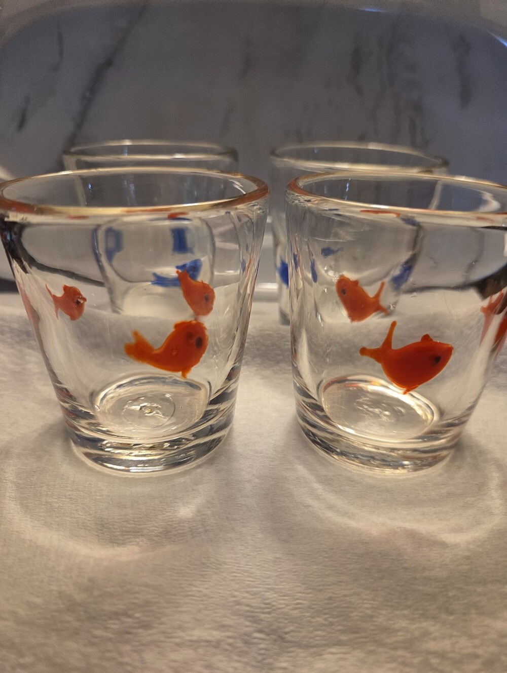 Crate & Barrel Go Fish Koi 6 Ounce Small Tumblers